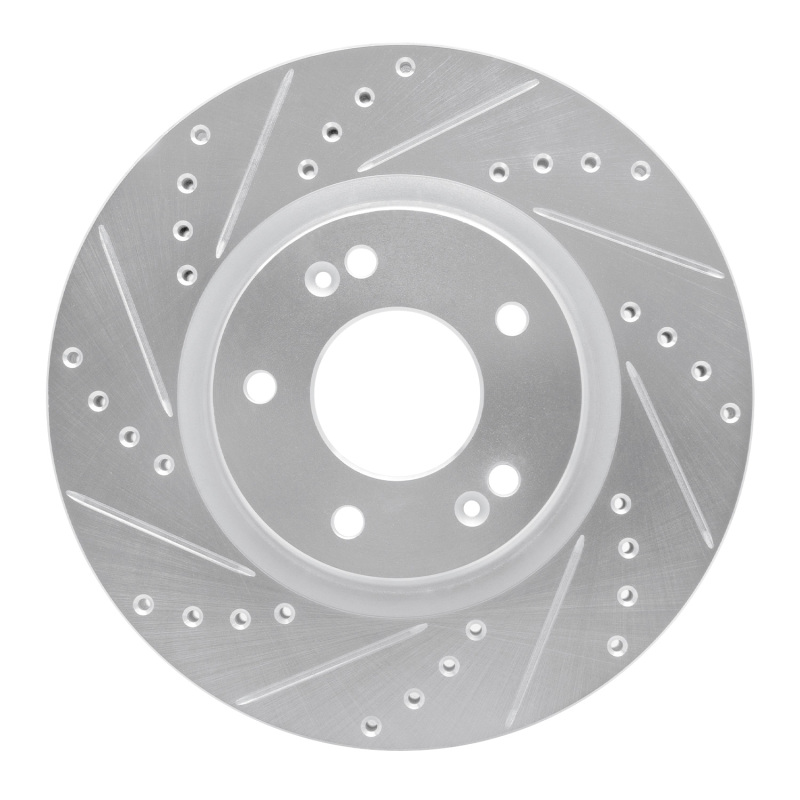 Hyundai Elantra Brake Rotor (1) - Front Left - R1 Concepts - Drilled & Slotted - Silver - `20-`25